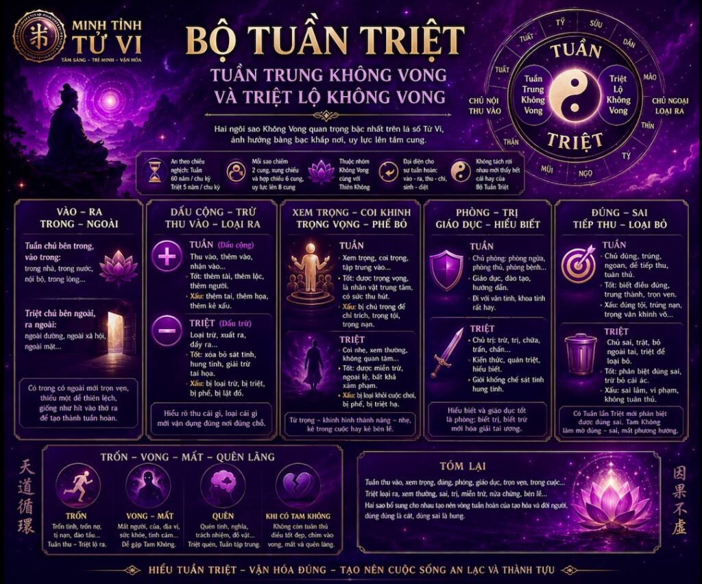 Bộ Tuần Triệt - Tuần Trung Không Vong và Triệt Lộ Không Vong
