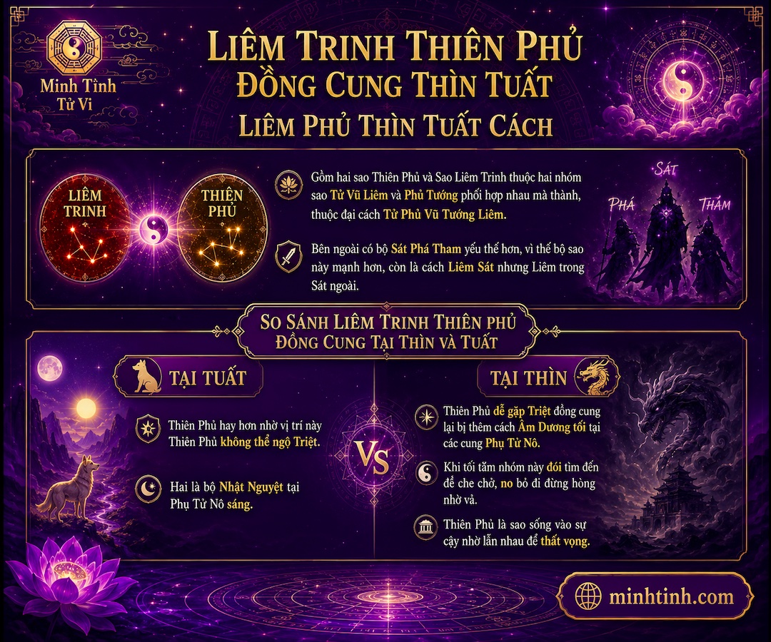 Sao Liêm Trinh Thiên Phủ Đồng Cung Tại Thìn Tuất – Liêm Phủ Thìn Tuất Cách