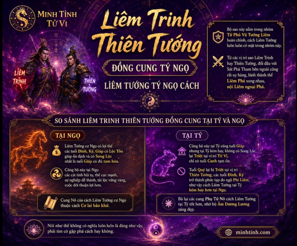 Sao Liêm Trinh Thiên Tướng Đồng Cung Tại Tý Ngọ - Liêm Tướng Tý Ngọ Cách