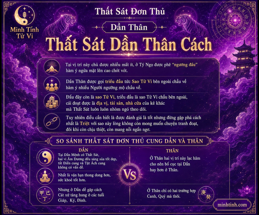 Sao Thất Sát Đơn Thủ Cung Dần Thân – Thất Sát Dần Thân Cách