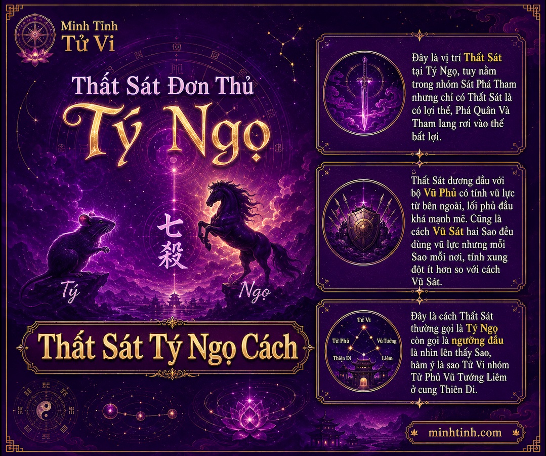 Sao Thất Sát Đơn Thủ Cung Tý Ngọ – Thất Sát Tý Ngọ Cách