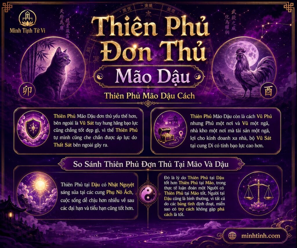 Sao Thiên Phủ Đơn Thủ Tại Mão Dậu – Thiên Phủ Mão Dậu Cách
