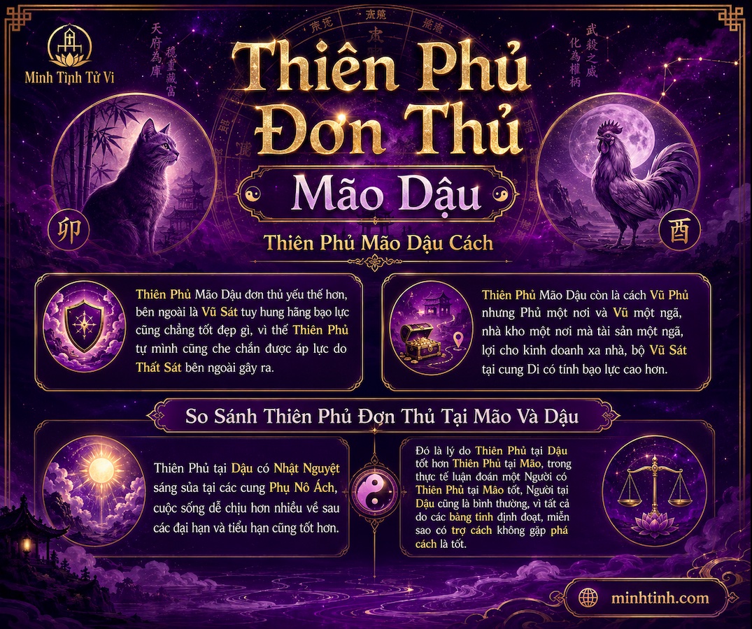 Sao Thiên Phủ Đơn Thủ Tại Mão Dậu – Thiên Phủ Mão Dậu Cách