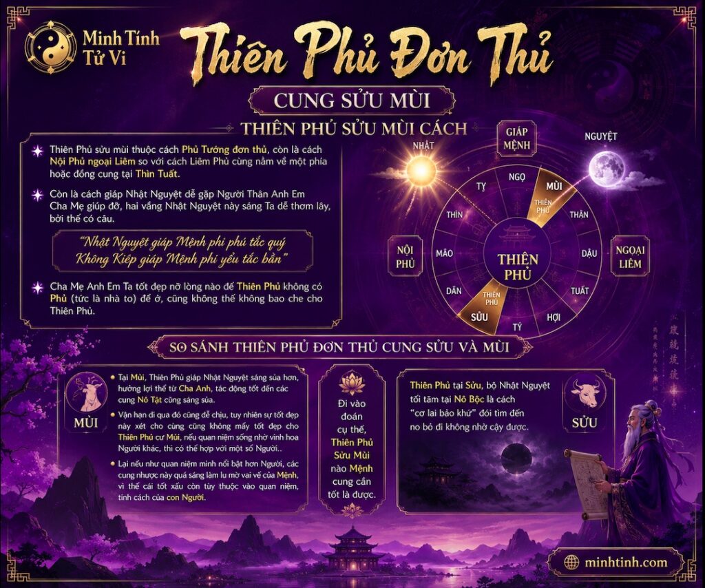 Sao Thiên Phủ Đơn Thủ Cung Sửu Mùi – Thiên Phủ Sửu Mùi Cách