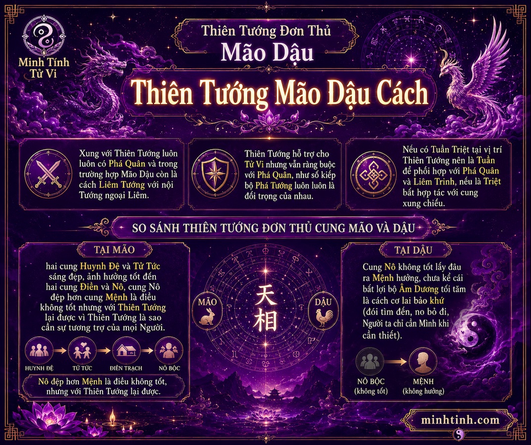 Sao Thiên Tướng Đơn Thủ Cung Mão Dậu – Thiên Tướng Mão Dậu Cách