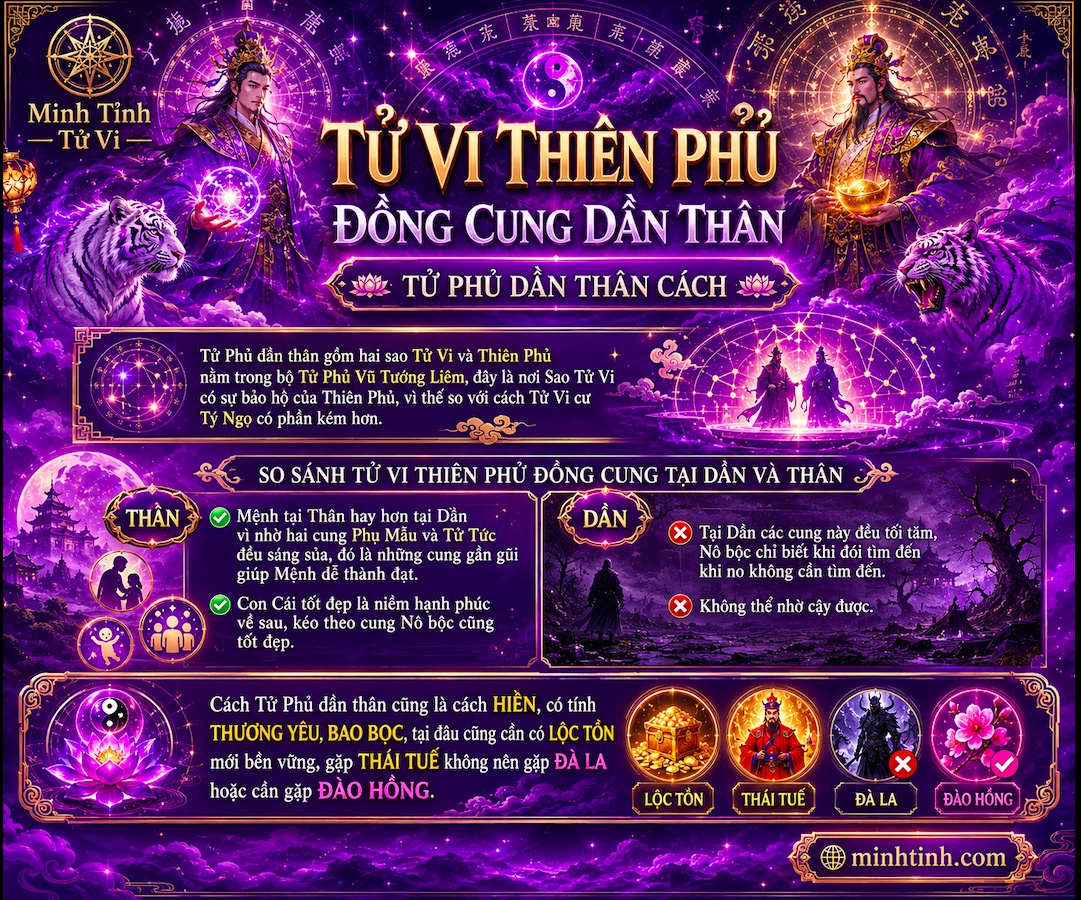 Sao Tử Vi Thiên Phủ Đồng Cung Tại Dần Thân – Tử Phủ Dần Thân Cách