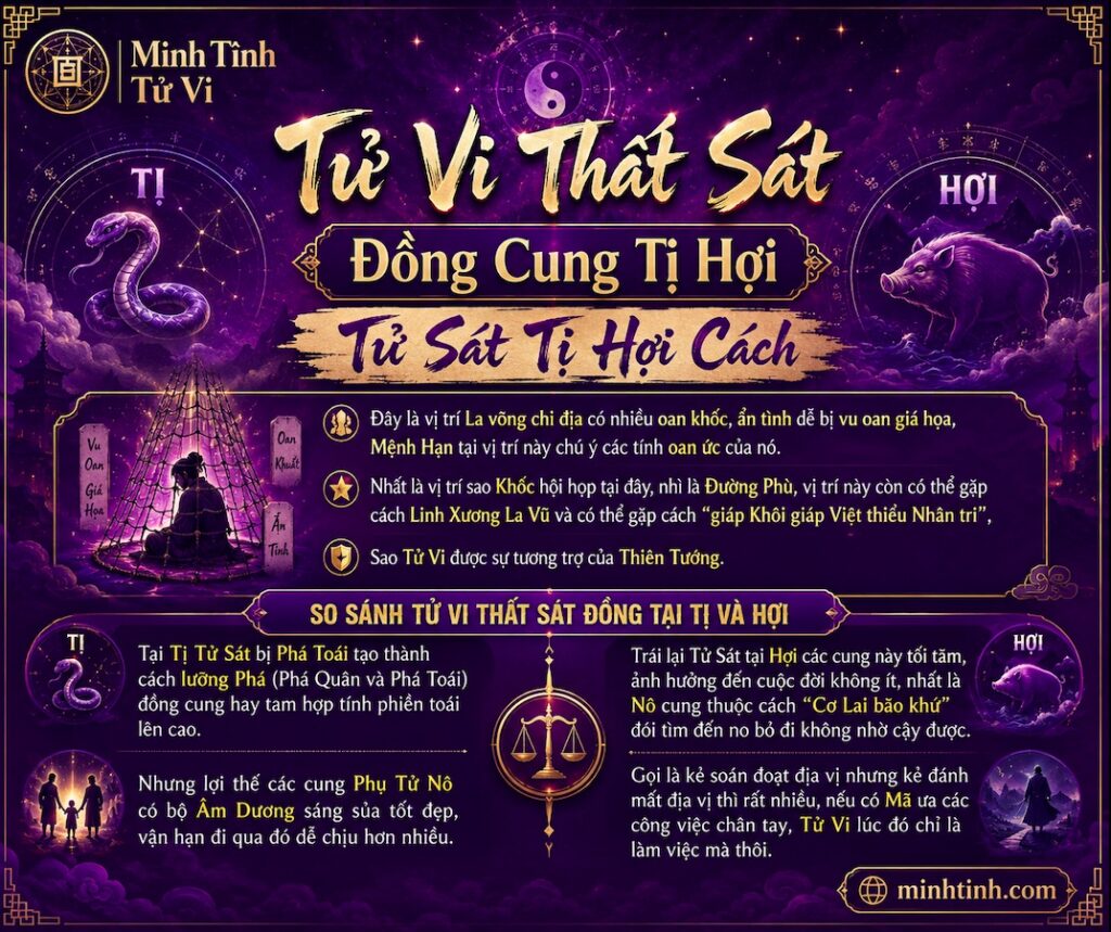Sao Tử Vi Thất Sát Đồng Cung Tại Tị Hợi - Tử Sát Tị Hợi Cách
