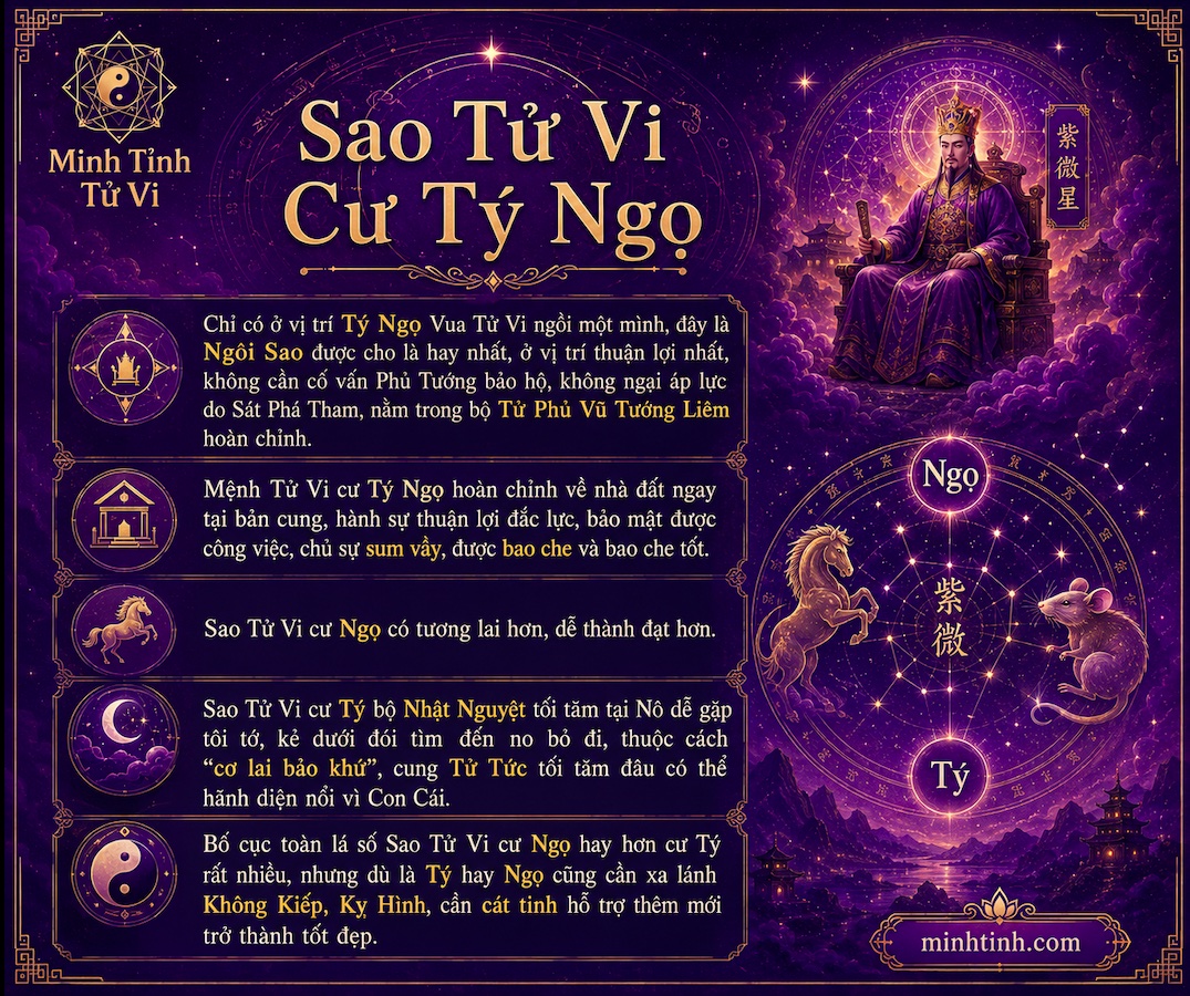 Sao Tử Vi Đơn Thủ Cung Tý Ngọ – Tử Vi Tý Ngọ Cách