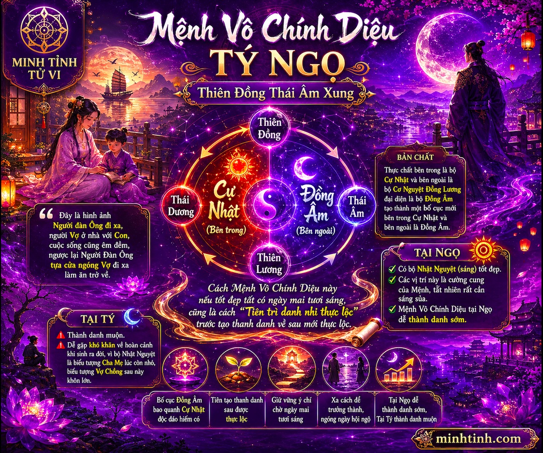 Mệnh Vô Chính Diệu Tại Tý Ngọ Có Thiên Đồng Thái Âm Xung