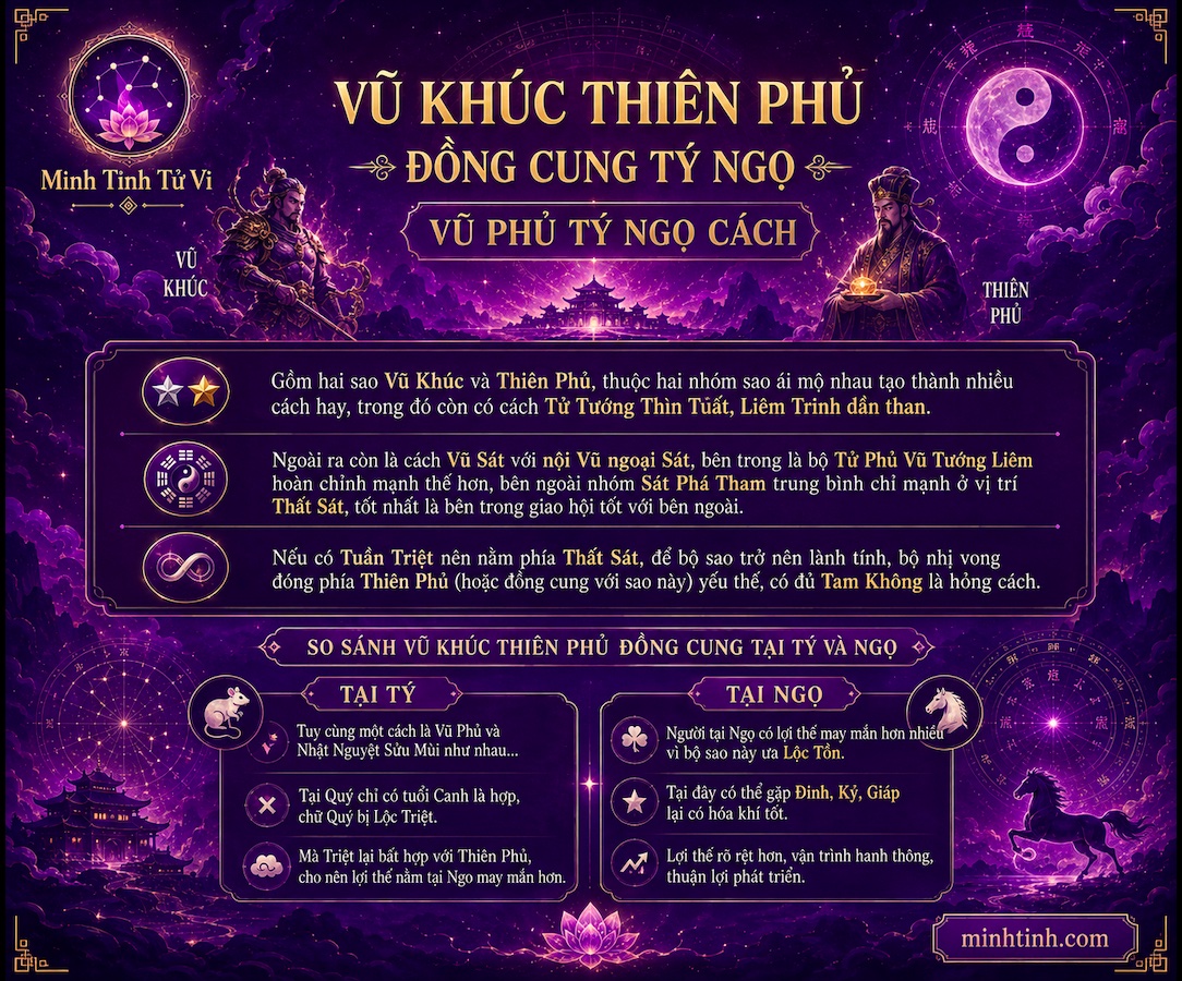 Sao Vũ Khúc Thiên Phủ Đồng Cung Tại Tý Ngọ – Vũ Phủ Tý Ngọ Cách