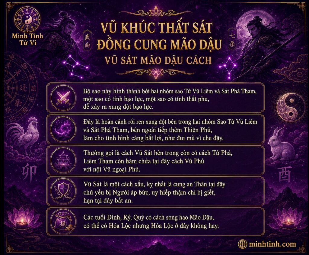 Sao Vũ Khúc Thất Sát Đồng Cung Tại Mão Dậu – Vũ Sát Mão Dậu Cách