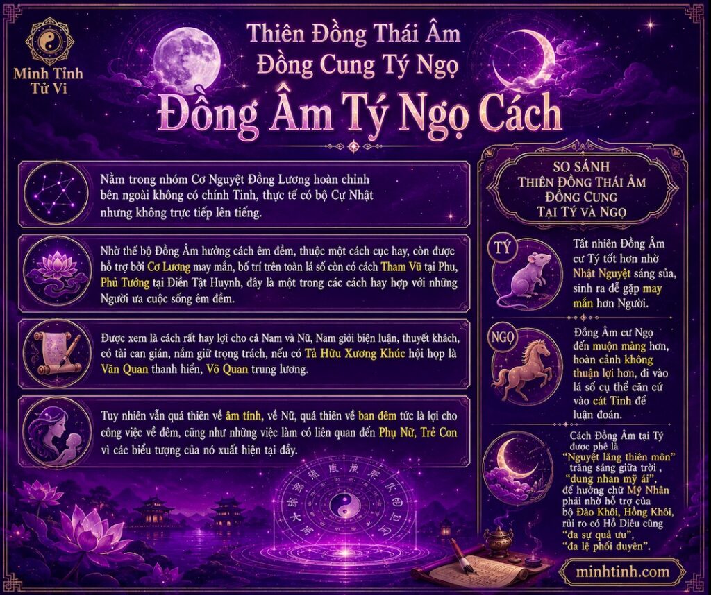Sao Thiên Đồng Thái Âm Đồng Cung Tại Tý Ngọ - Đồng Âm Tý Ngọ Cách