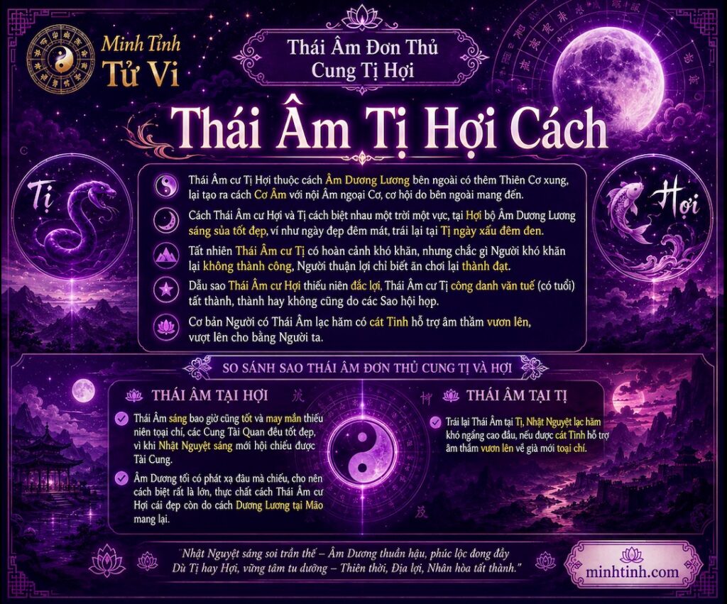 Sao Thái Âm Đơn Thủ Cung Tị Hợi – Thái Âm Tị Hợi Cách
